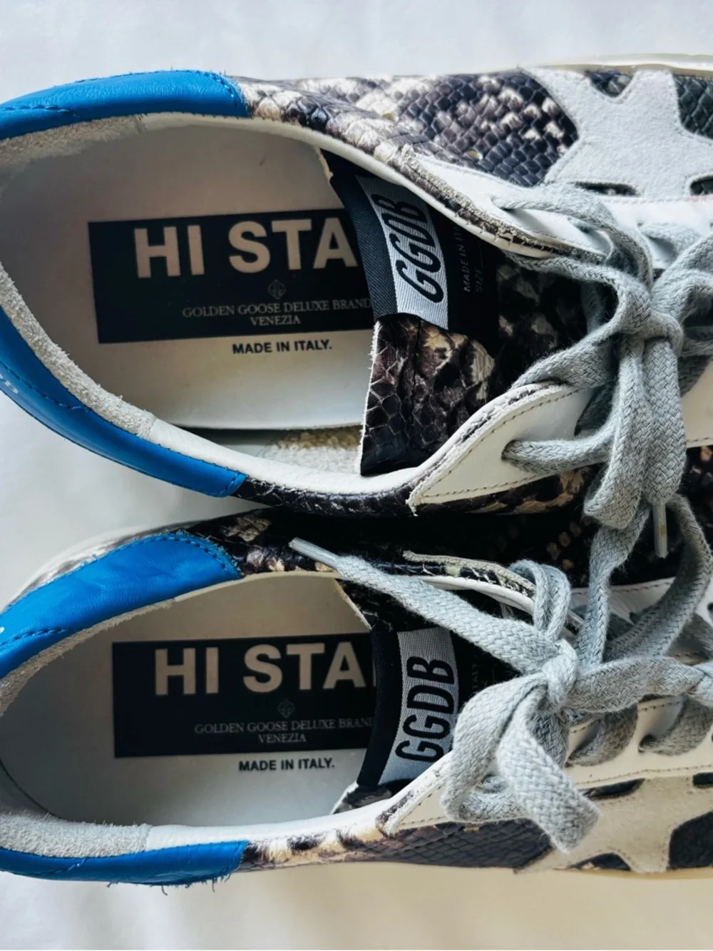 Golden Goose Women's Snake-Print Superstar Sneakers in White, Gray, Black - Picture 7 of 13